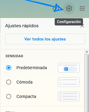 Botón configuración Gmail